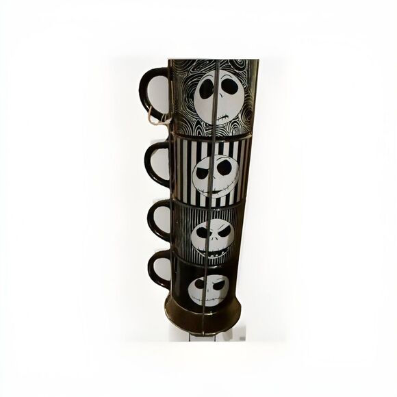 Nightmare Before Christmas Ceramic 10 Oz Jack Skellington Mugs Set Of 4 New - Picture 1 of 4
